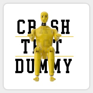 Crash Test Dummy Yellow Crash Test Man Facing Forward With Yellow Text As Background Sticker